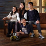 小学生2人と両親ナチュラル家族写真