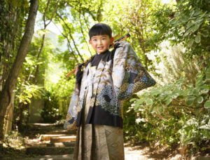 外で５歳男の子七五三記念