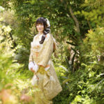 外で成人式振袖写真