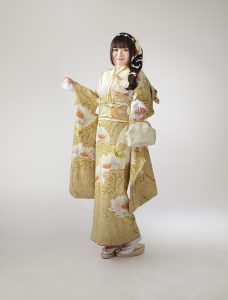 白スクリーンで成人記念振袖