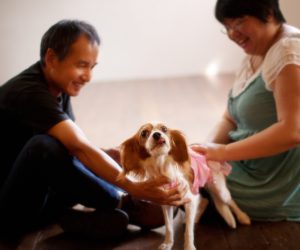 愛犬と一緒に記念写真