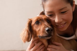 愛犬と一緒にスタジオ撮影