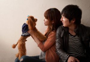 愛犬と夫婦記念写真