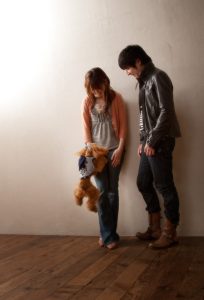 ペットと一緒に家族写真