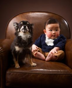 犬とハーフバースデー記念