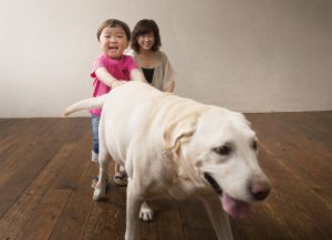 犬と一緒に記念写真