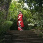 外で成人記念写真