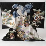 お宮参り男の子着物黒地に鷹