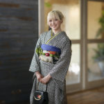 千鳥格子の成人式振袖記念写真